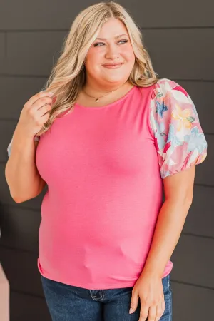 Adoring You Puff Sleeve Top- Pink