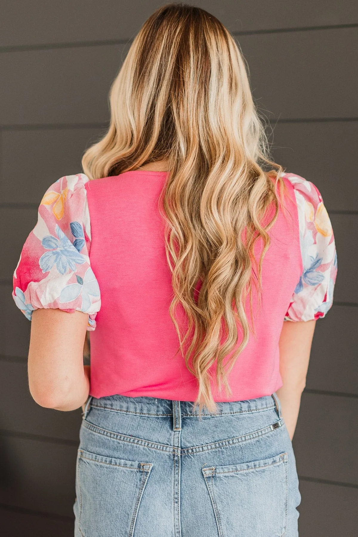 Adoring You Puff Sleeve Top- Pink