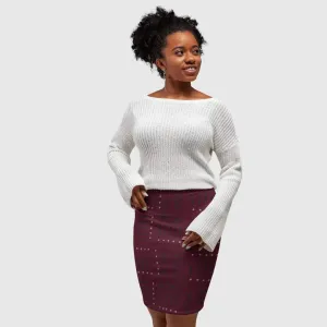 African Print Pencil Skirts Crimson