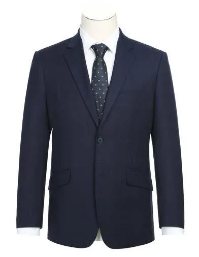 Alessandro Vitello by Renoir Navy 2-Piece New Slim Fit Checked Suit 293-29