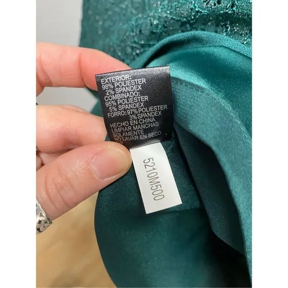 Alex Marie NWT Metallic Lace Sheath Blouson Green Dress, Size 14, MSRP $139