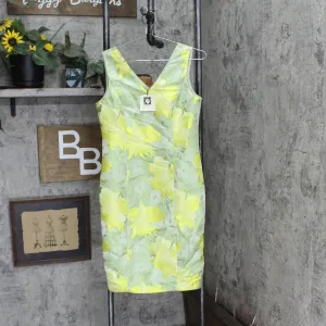 Anne Klein Women's Jacquard V-Neck Sheath Dress 10869721 Sprout Multi Yellow 2