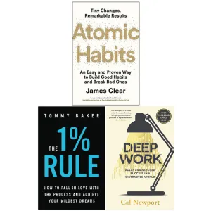 Atomic Habits, The 1% Rule, Deep Work 3 Books Collection Set