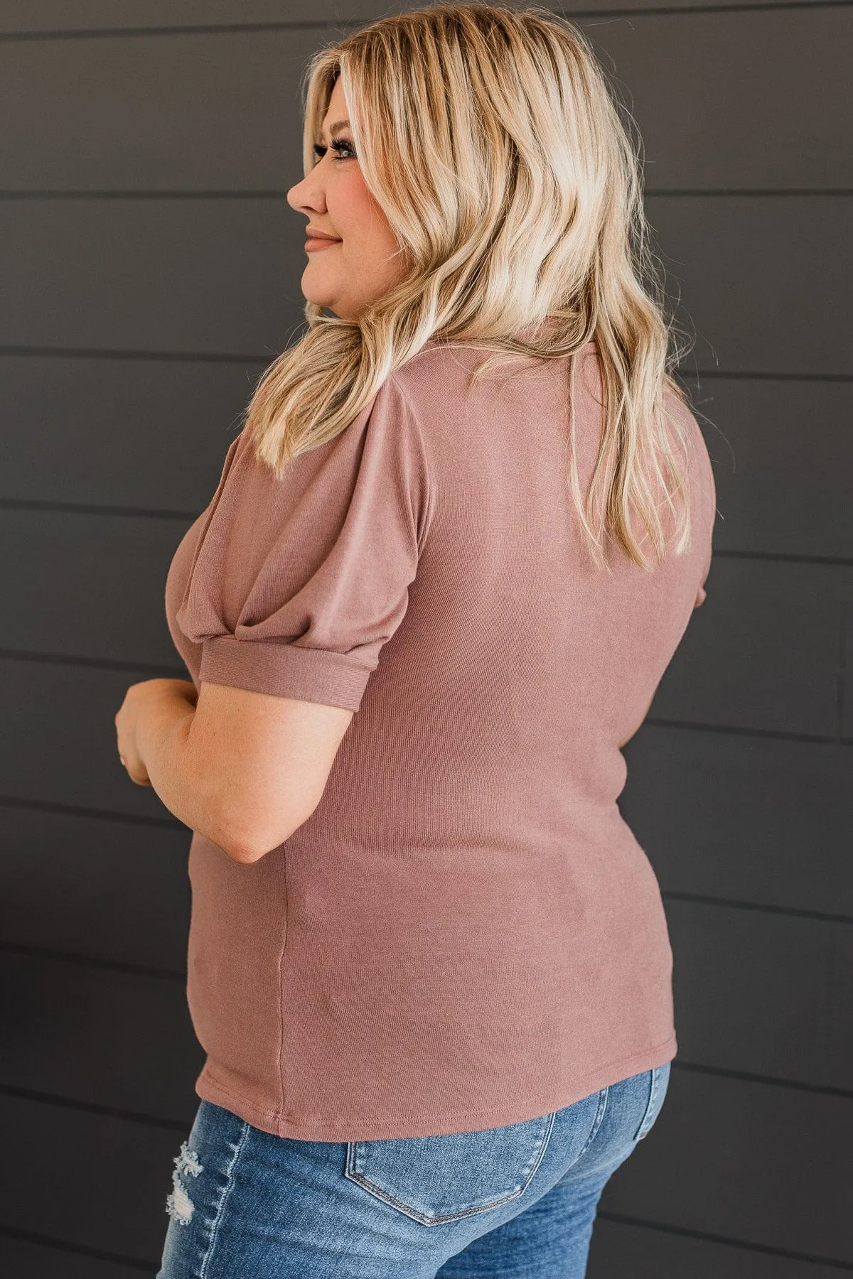 Be Mine Forever Puff Sleeve Top- Dusty Rose