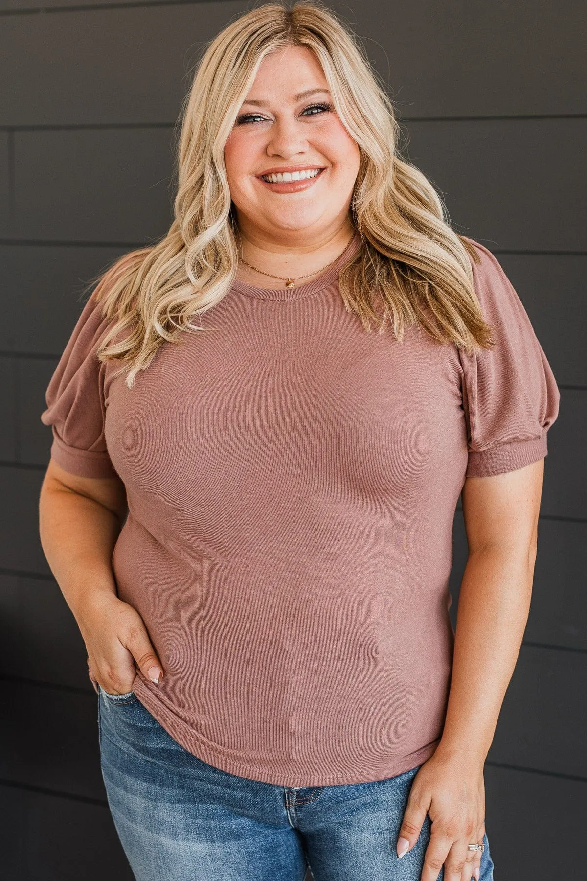 Be Mine Forever Puff Sleeve Top- Dusty Rose