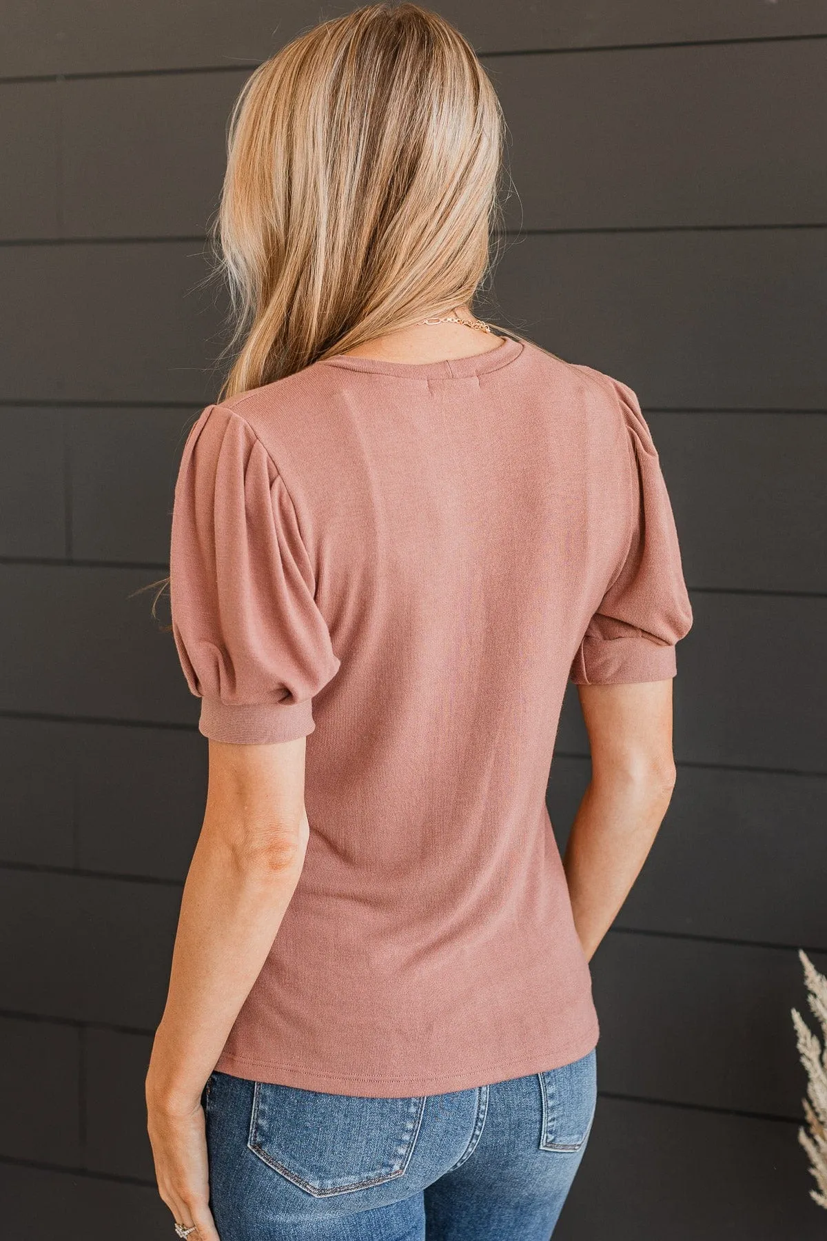 Be Mine Forever Puff Sleeve Top- Dusty Rose