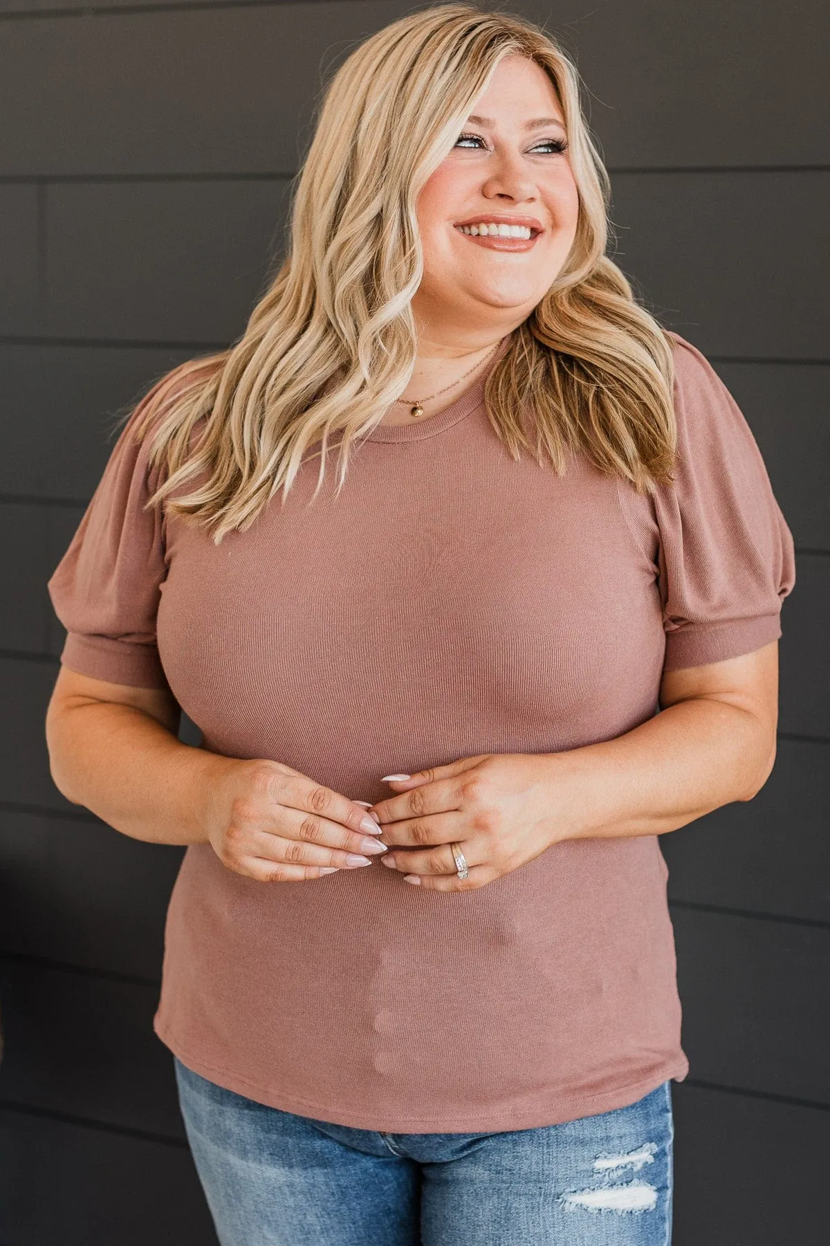 Be Mine Forever Puff Sleeve Top- Dusty Rose