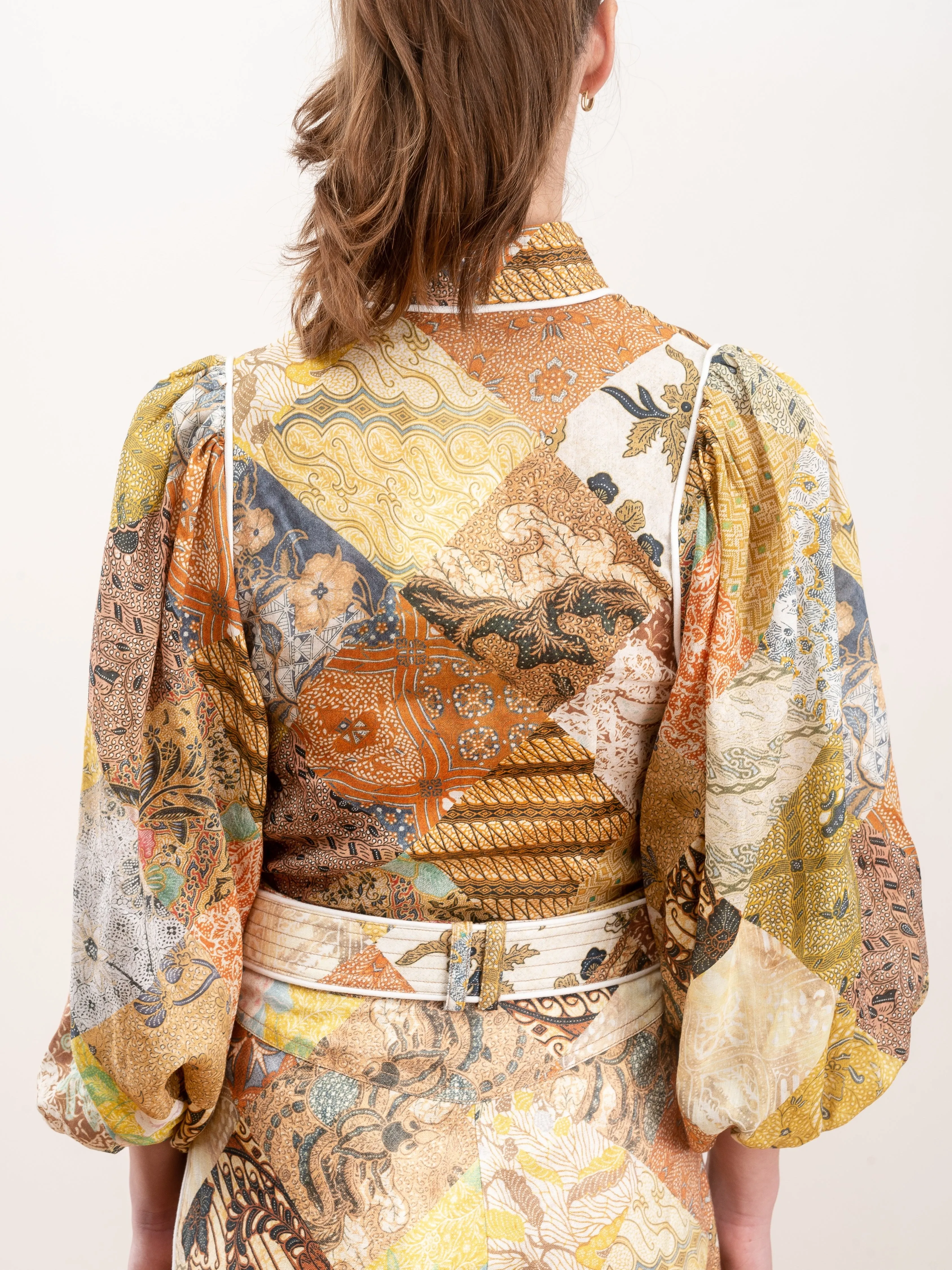 brightside piped body shirt - batik patch