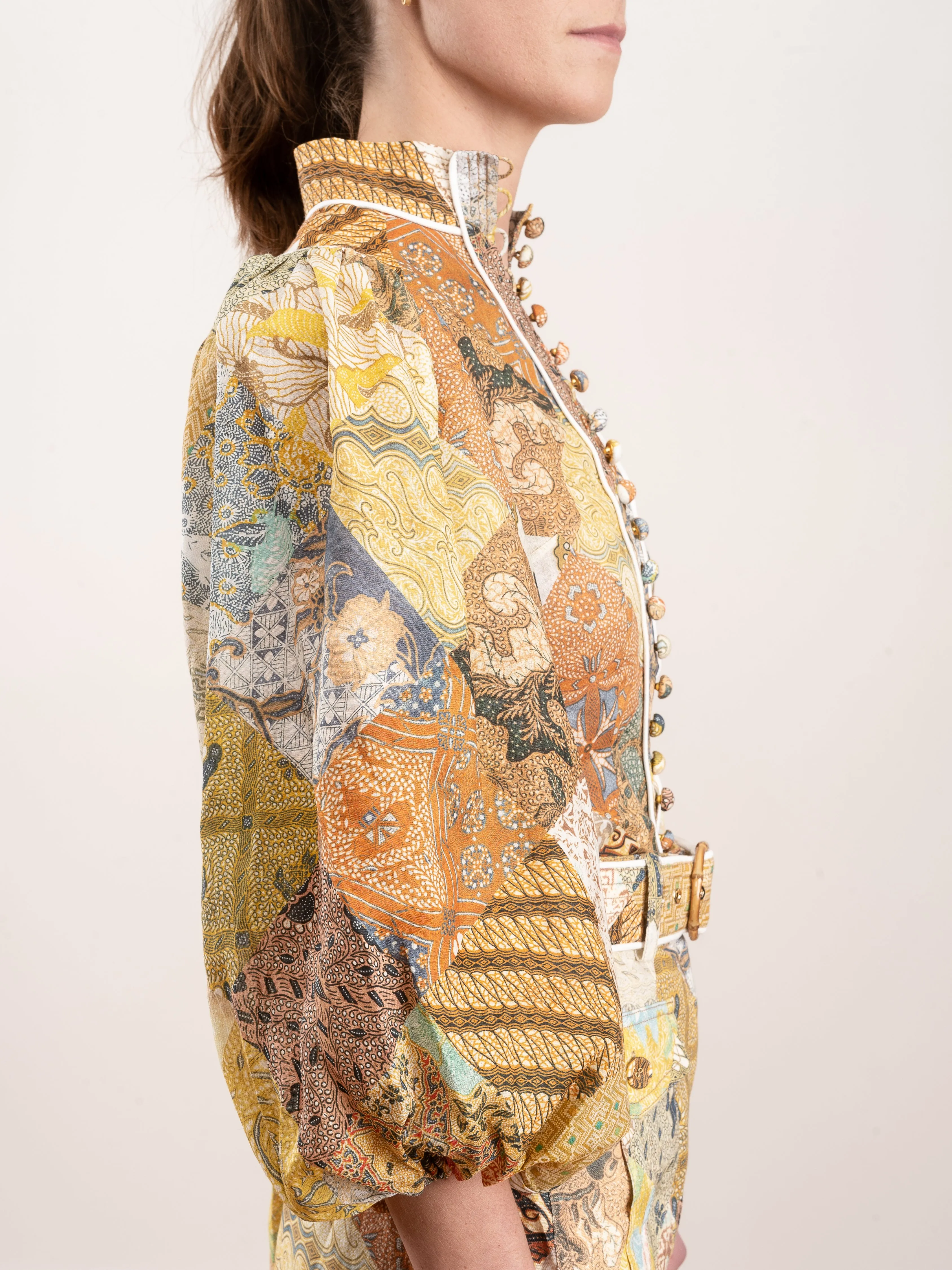 brightside piped body shirt - batik patch
