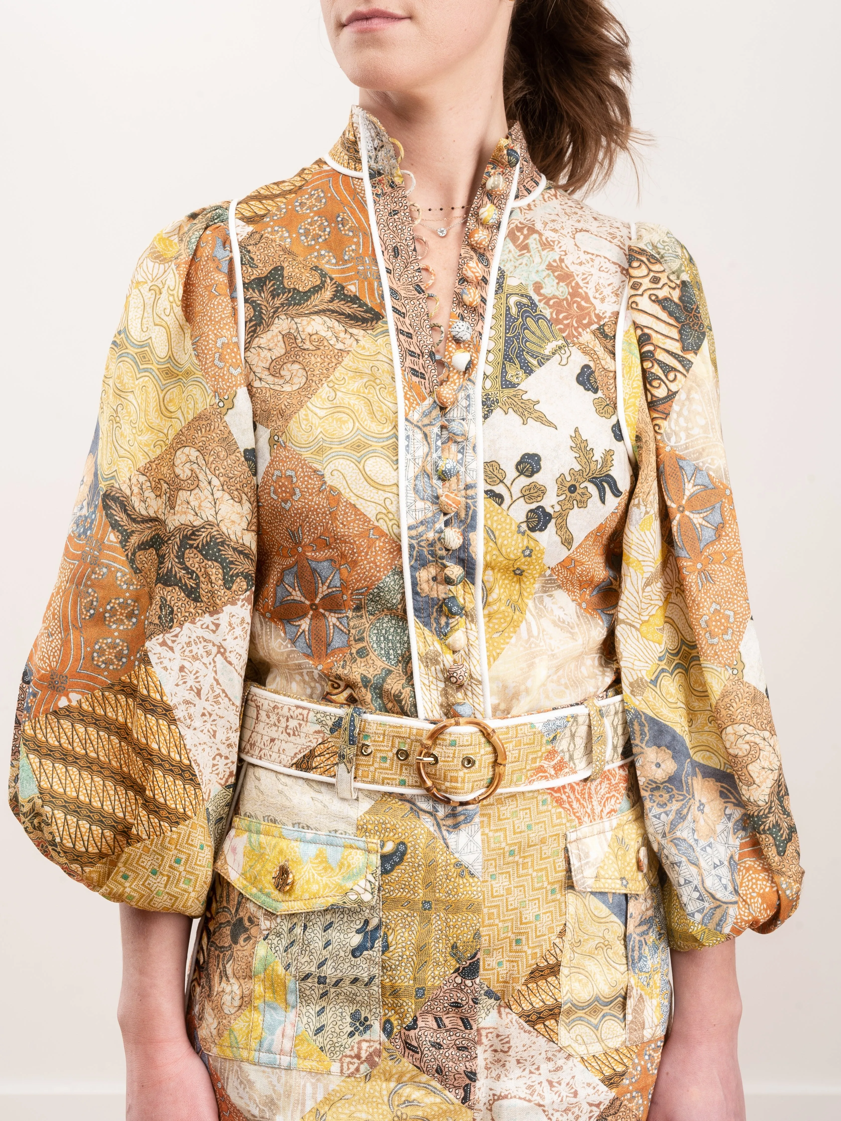 brightside piped body shirt - batik patch