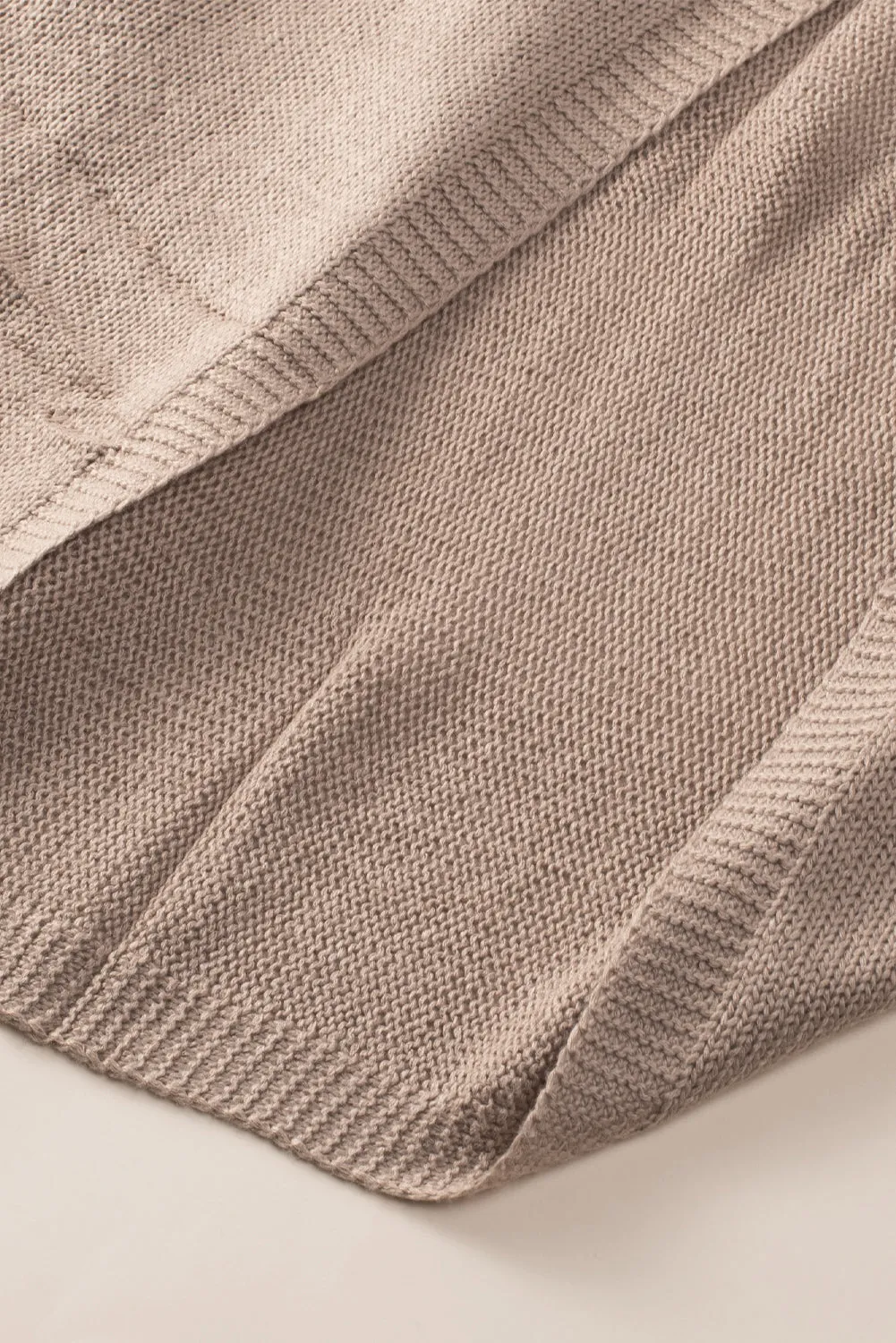 Brown Hollowed Contrast Sleeve Open Fron Cardigan