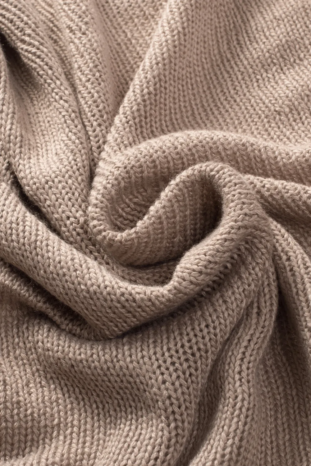 Brown Hollowed Contrast Sleeve Open Fron Cardigan