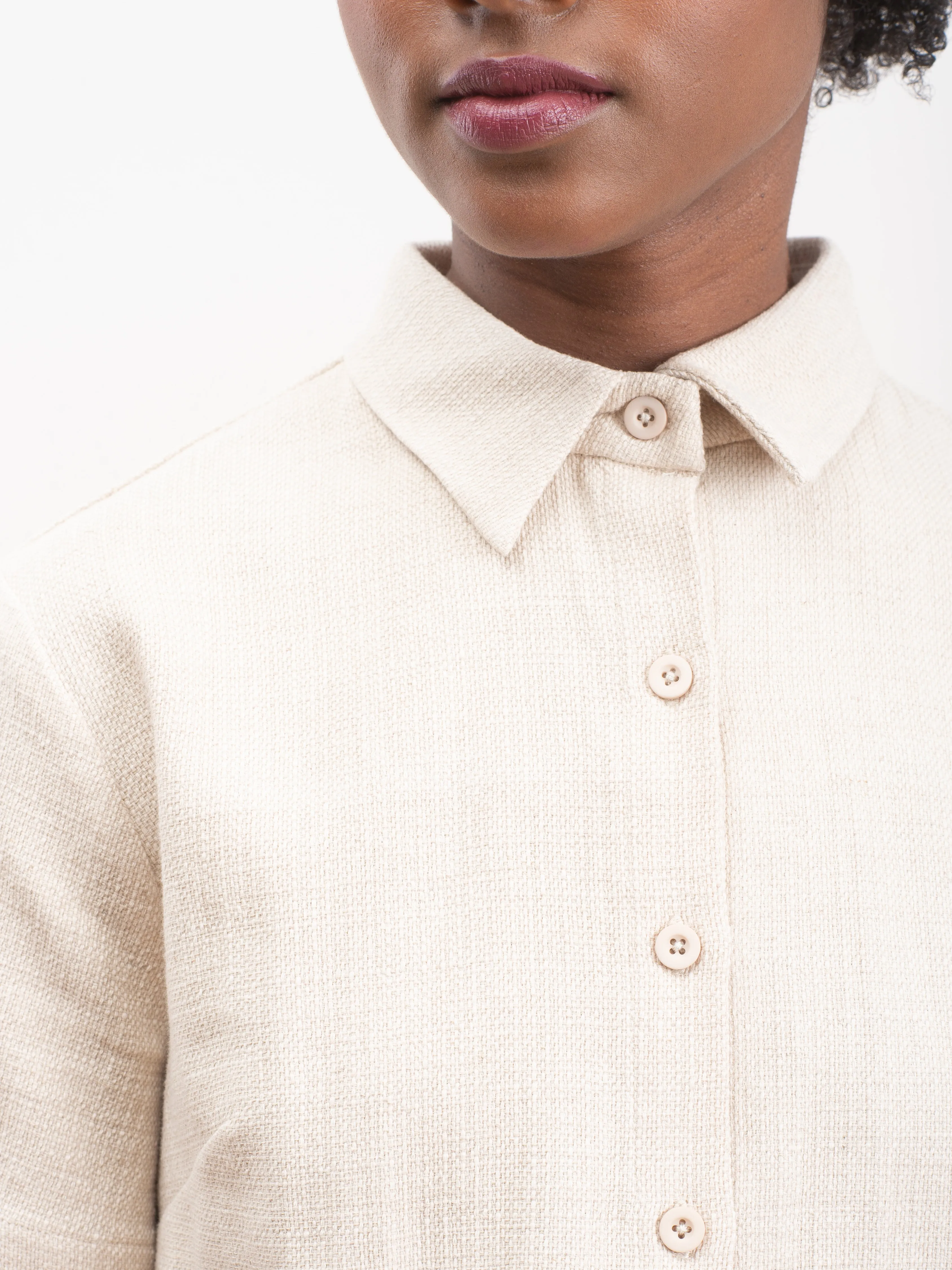 cropped button down shirt - oatmeal