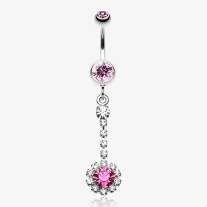 Dangling Gem Drop Belly Button Ring