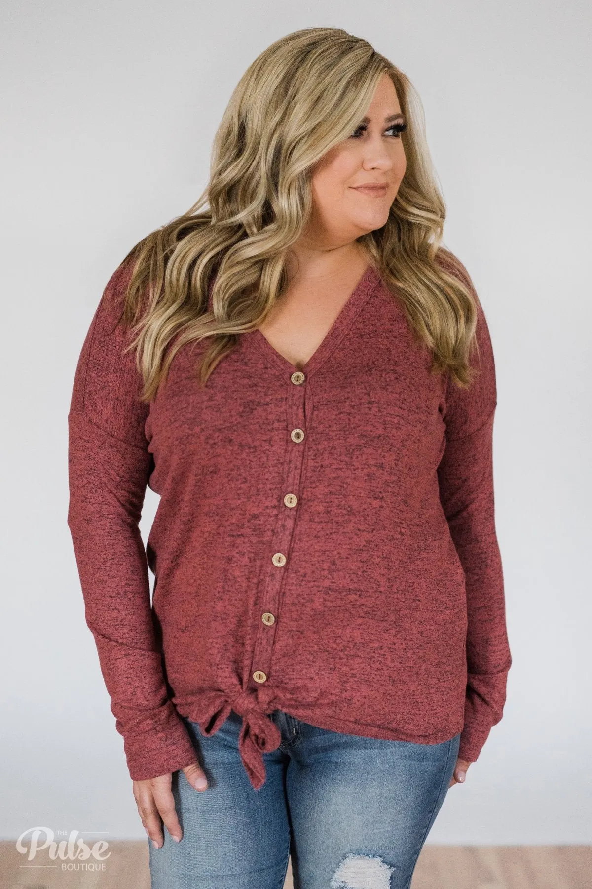 Dearly Loved Button Down Top- Dusty Maroon
