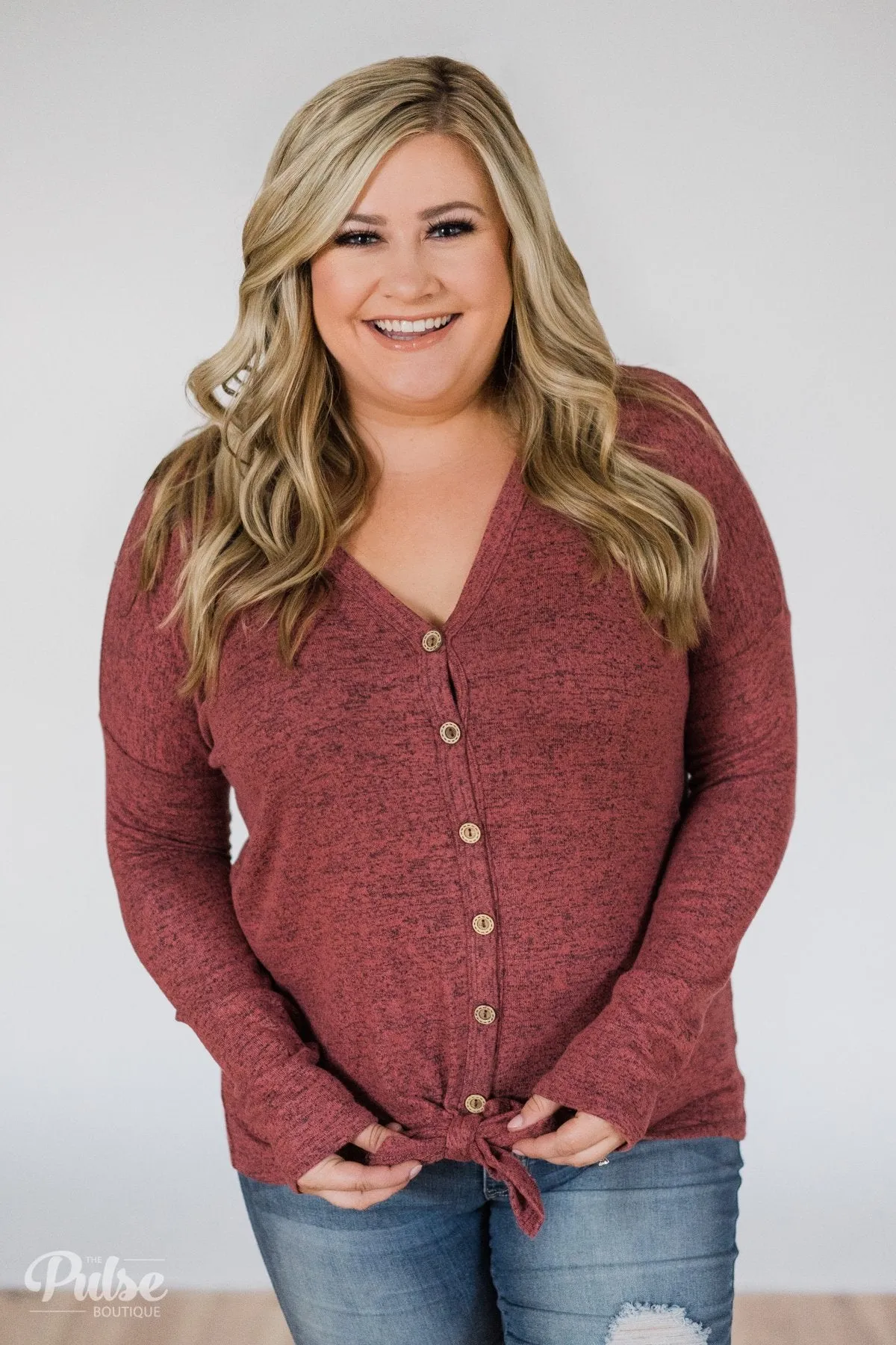 Dearly Loved Button Down Top- Dusty Maroon