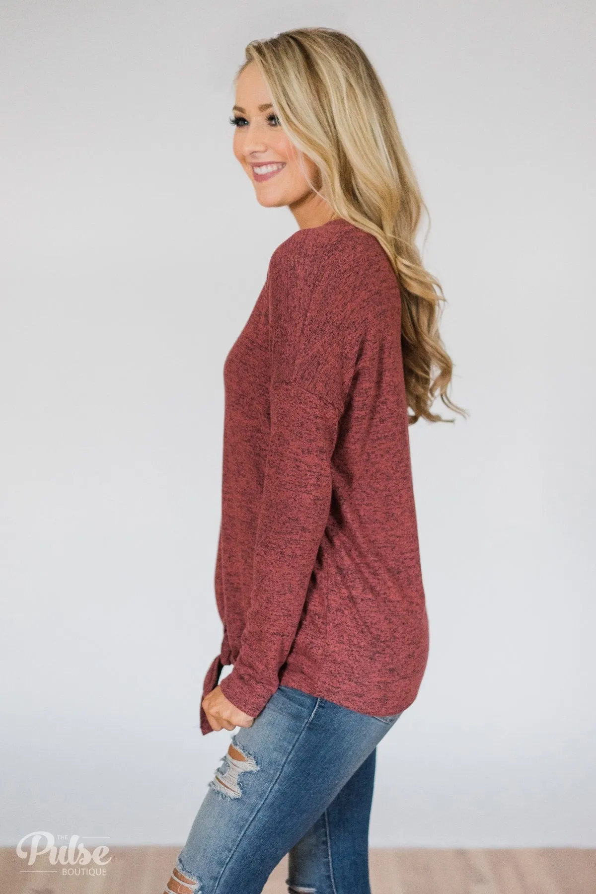 Dearly Loved Button Down Top- Dusty Maroon