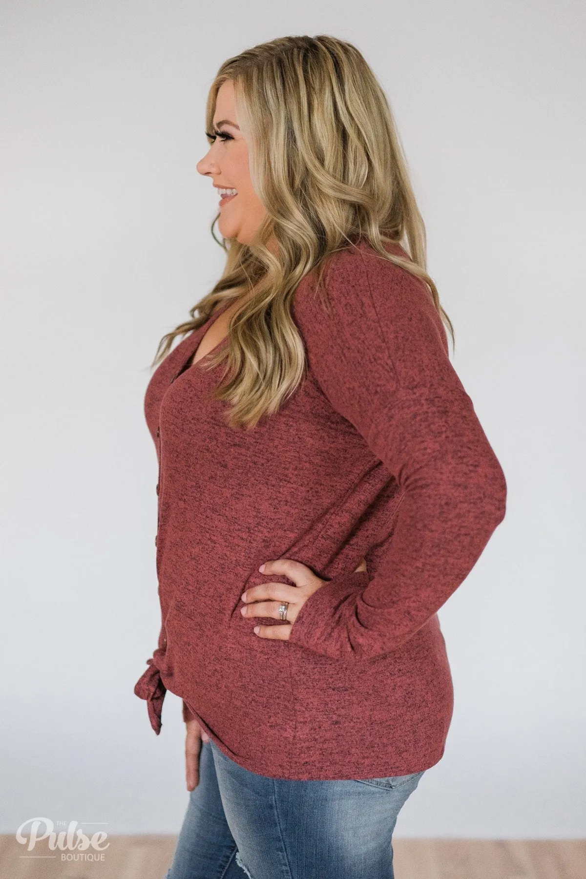 Dearly Loved Button Down Top- Dusty Maroon