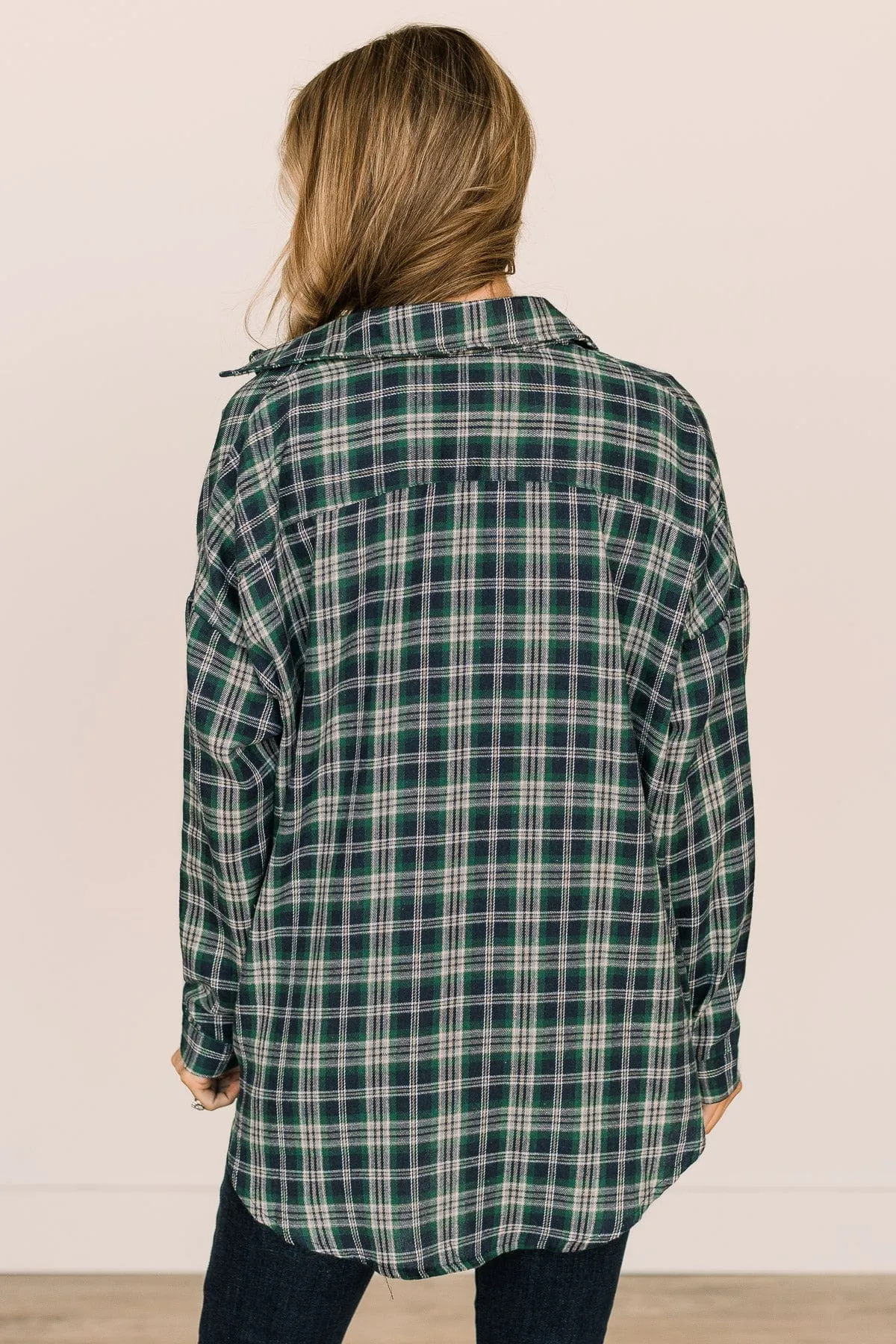 Doing What's Best Plaid Button Top- Green & Navy