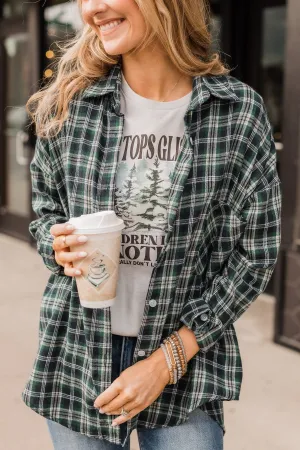 Doing What's Best Plaid Button Top- Green & Navy