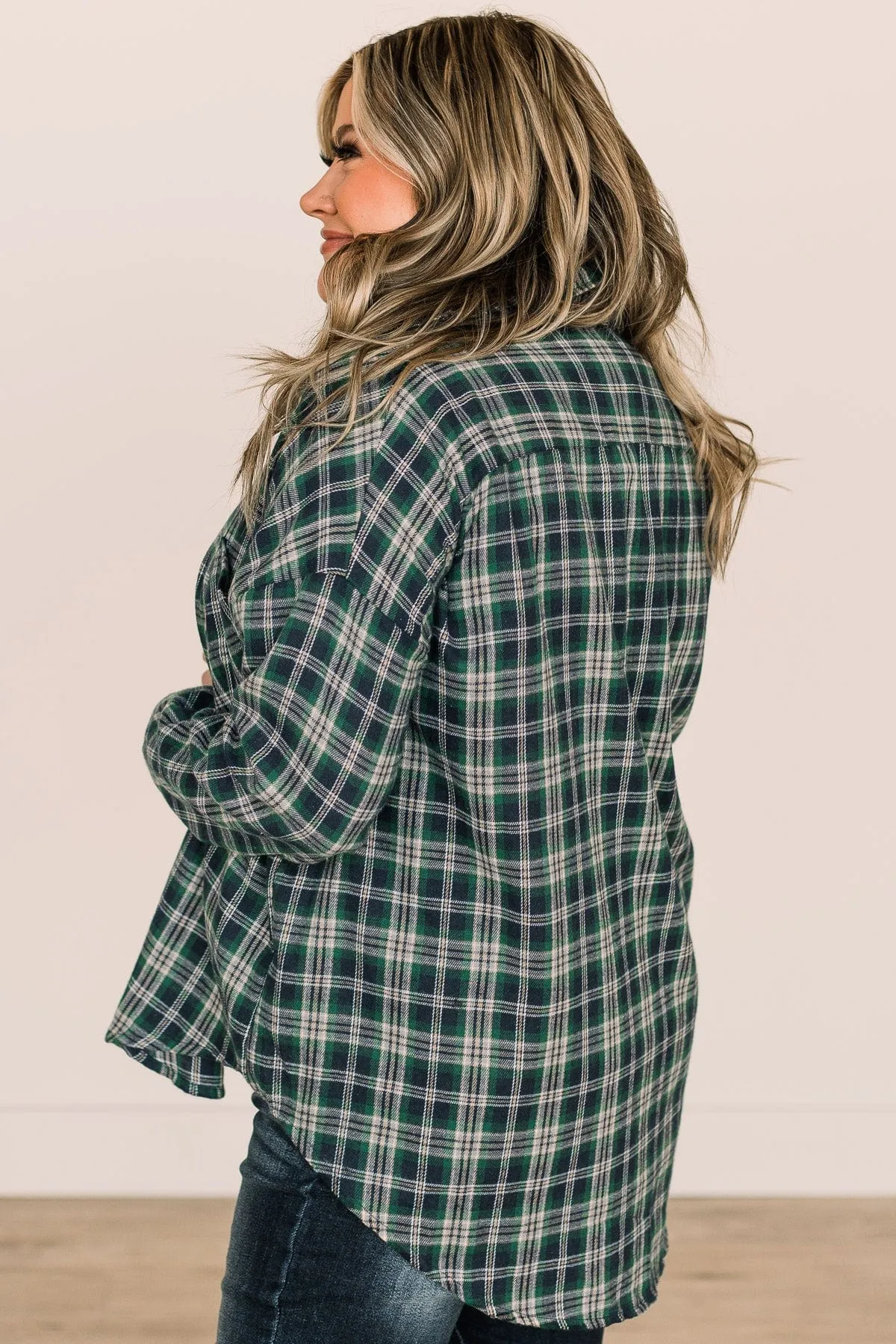 Doing What's Best Plaid Button Top- Green & Navy