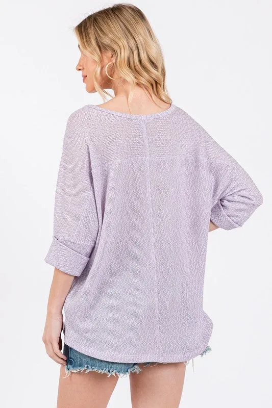 Dolman 3/4 Sleeve Knit Top