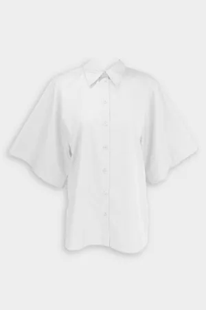 Eco Poplin Rolled Sleeve Shirt in White