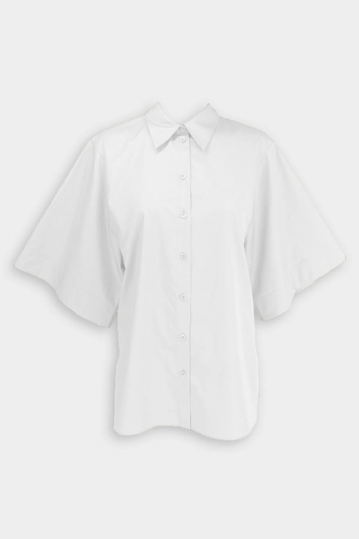 Eco Poplin Rolled Sleeve Shirt in White
