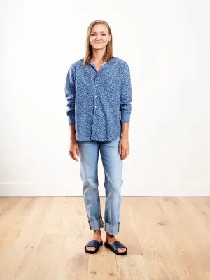 eileen button down - faded blue floarl