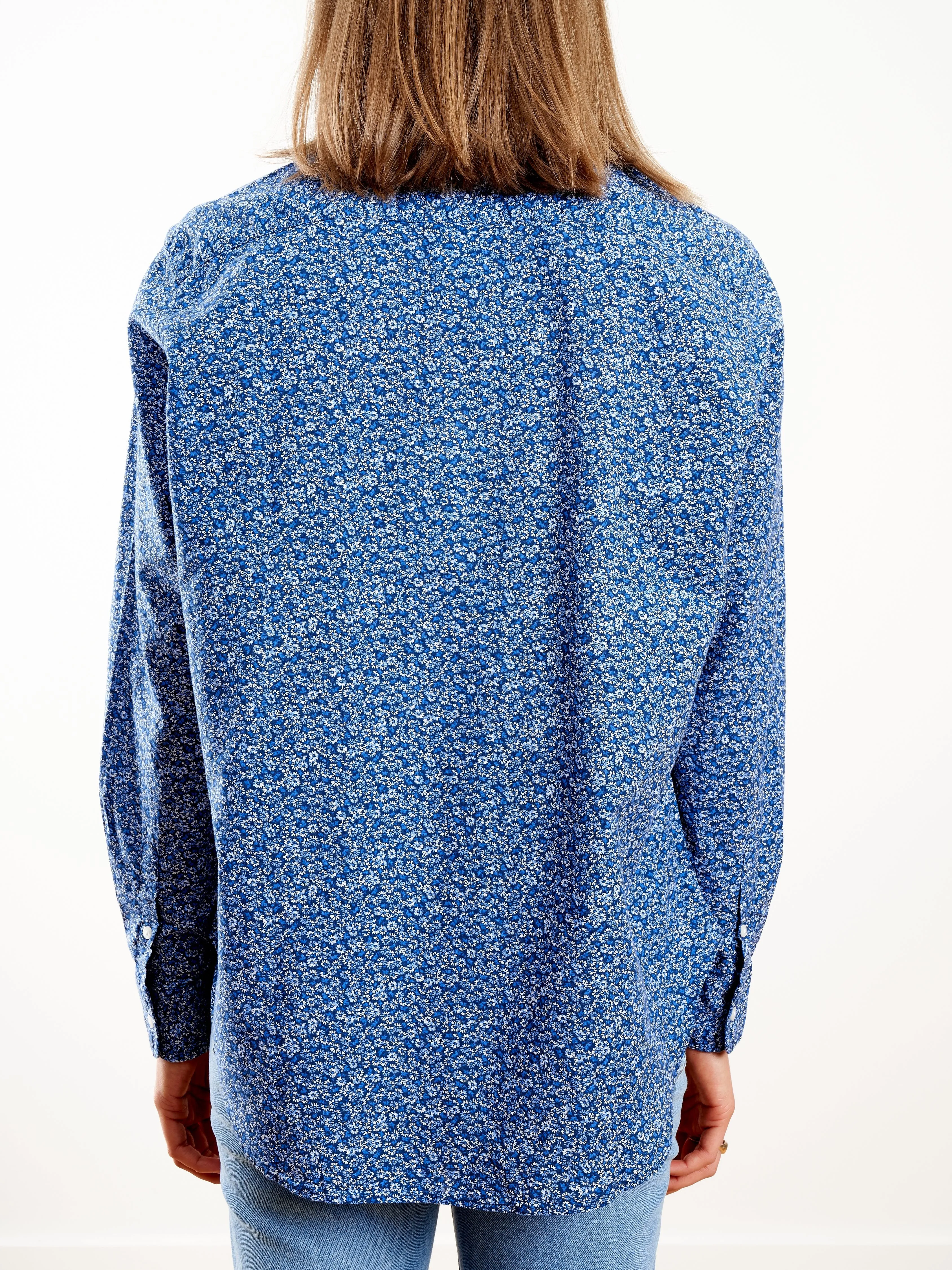 eileen button down - faded blue floarl