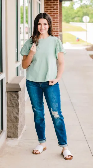 Feeling Free Eyelet Sleeve Top