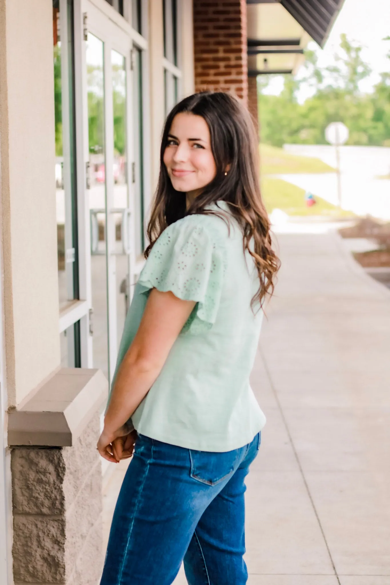 Feeling Free Eyelet Sleeve Top