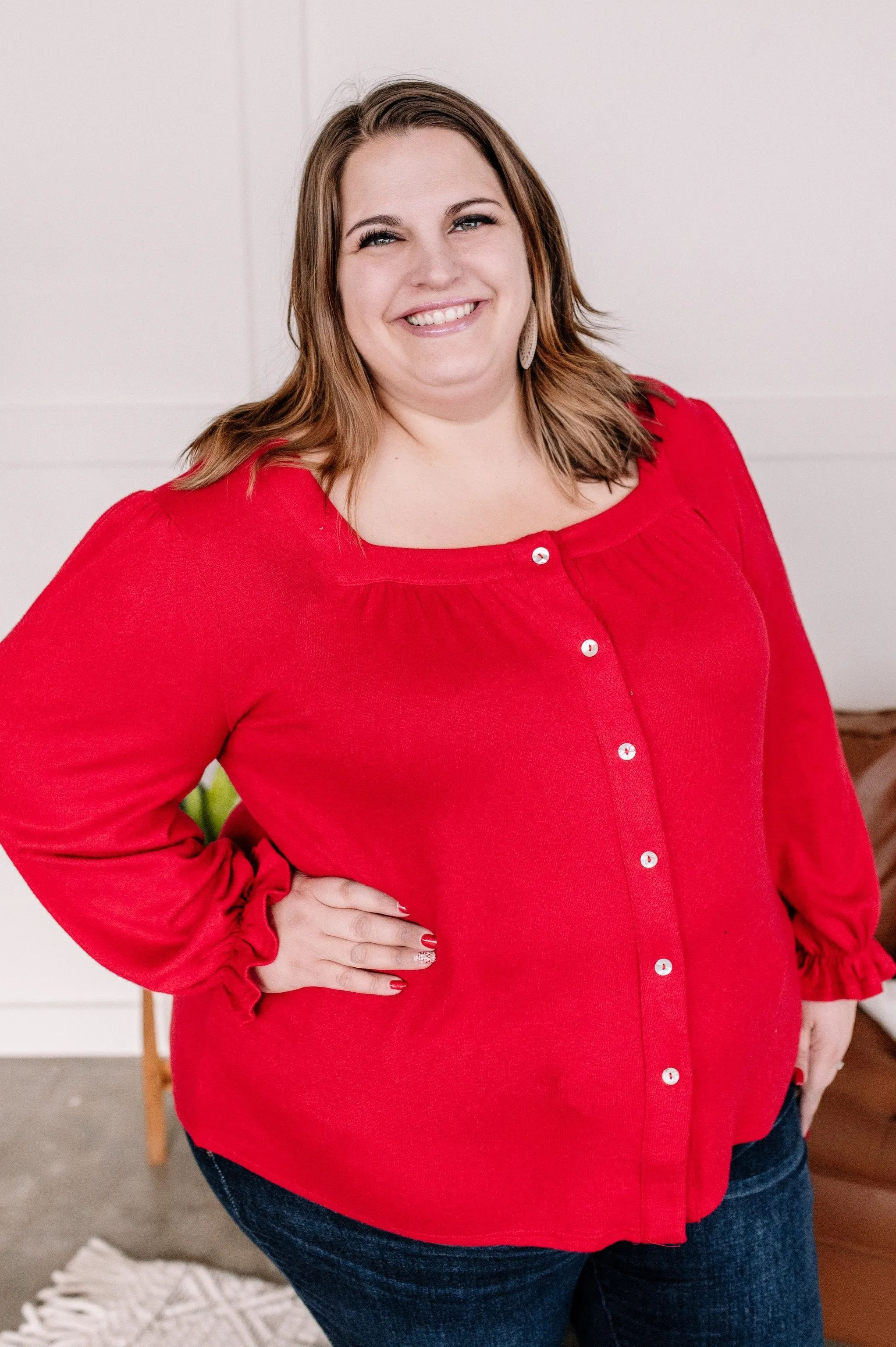 Find Your Way Back Button Down Sweater In Christmas Morning