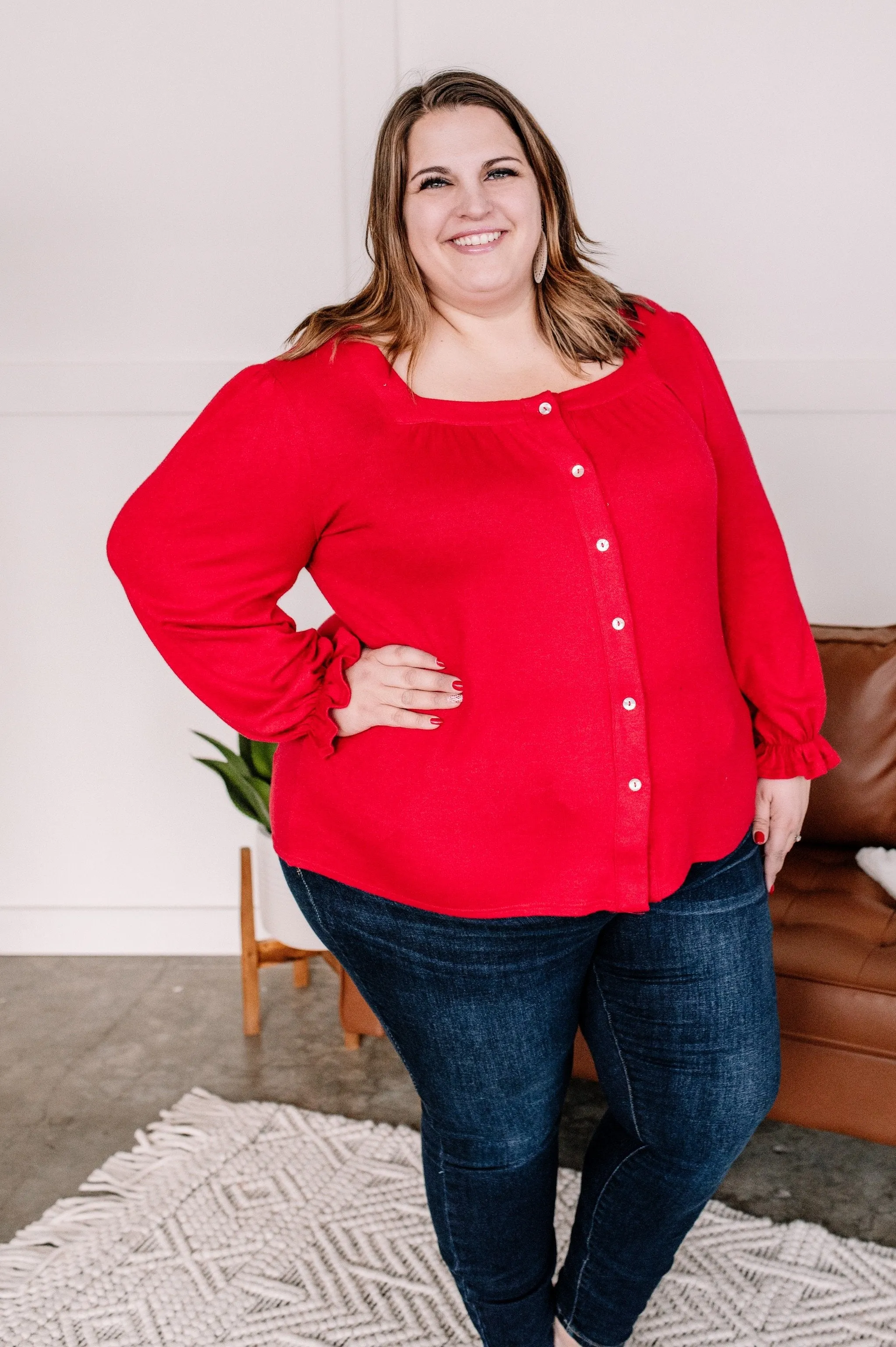 Find Your Way Back Button Down Sweater In Christmas Morning