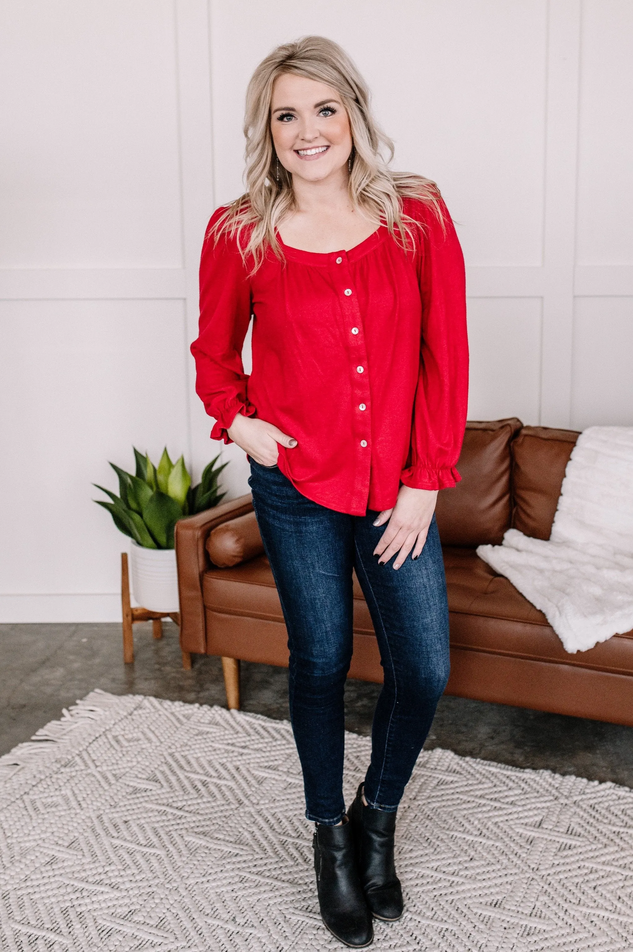 Find Your Way Back Button Down Sweater In Christmas Morning