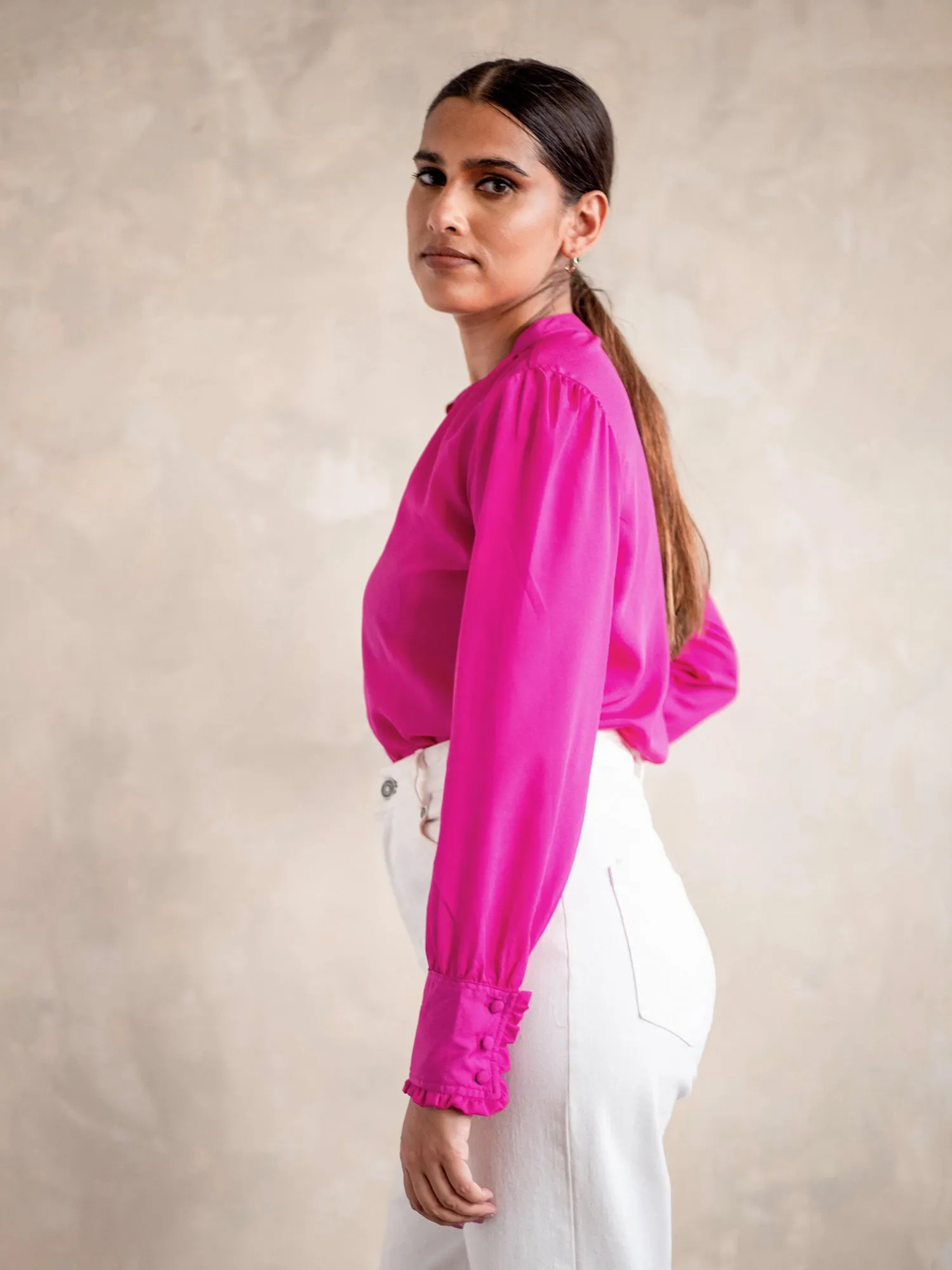 Frill Detail Sleeve Button Down Shirt