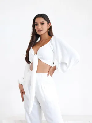 Front Tieup Baloon Sleeve Top