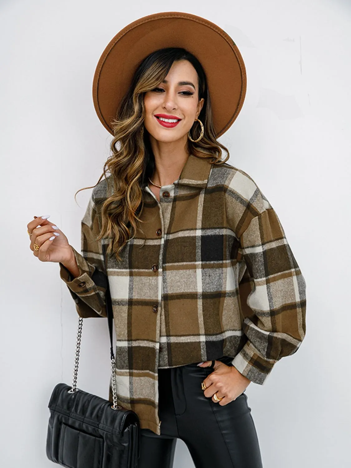 Gabrielle Plaid Button-Down Jacket