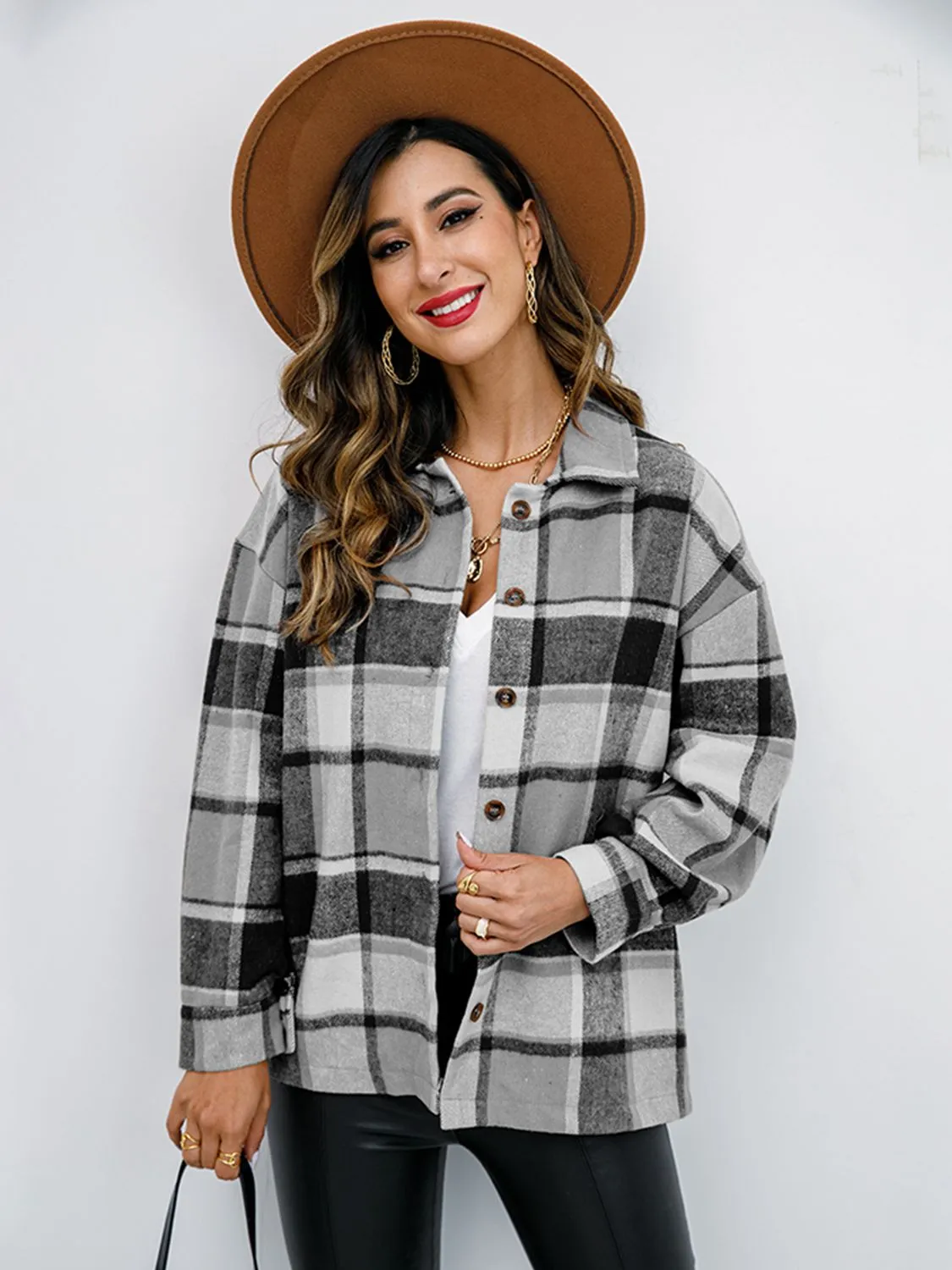 Gabrielle Plaid Button-Down Jacket