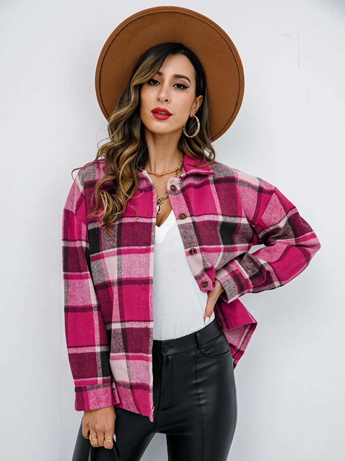Gabrielle Plaid Button-Down Jacket