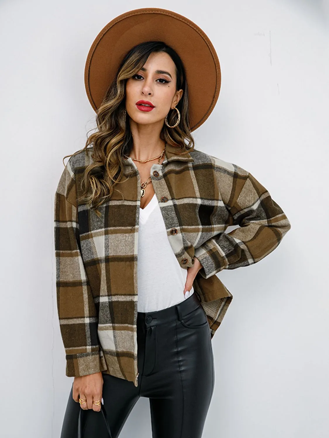 Gabrielle Plaid Button-Down Jacket