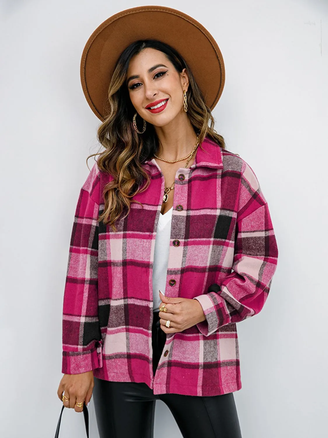 Gabrielle Plaid Button-Down Jacket