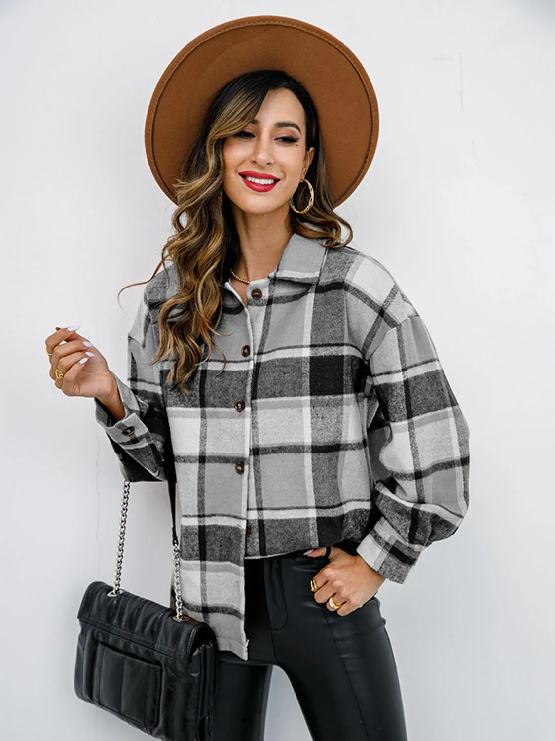 Gabrielle Plaid Button-Down Jacket
