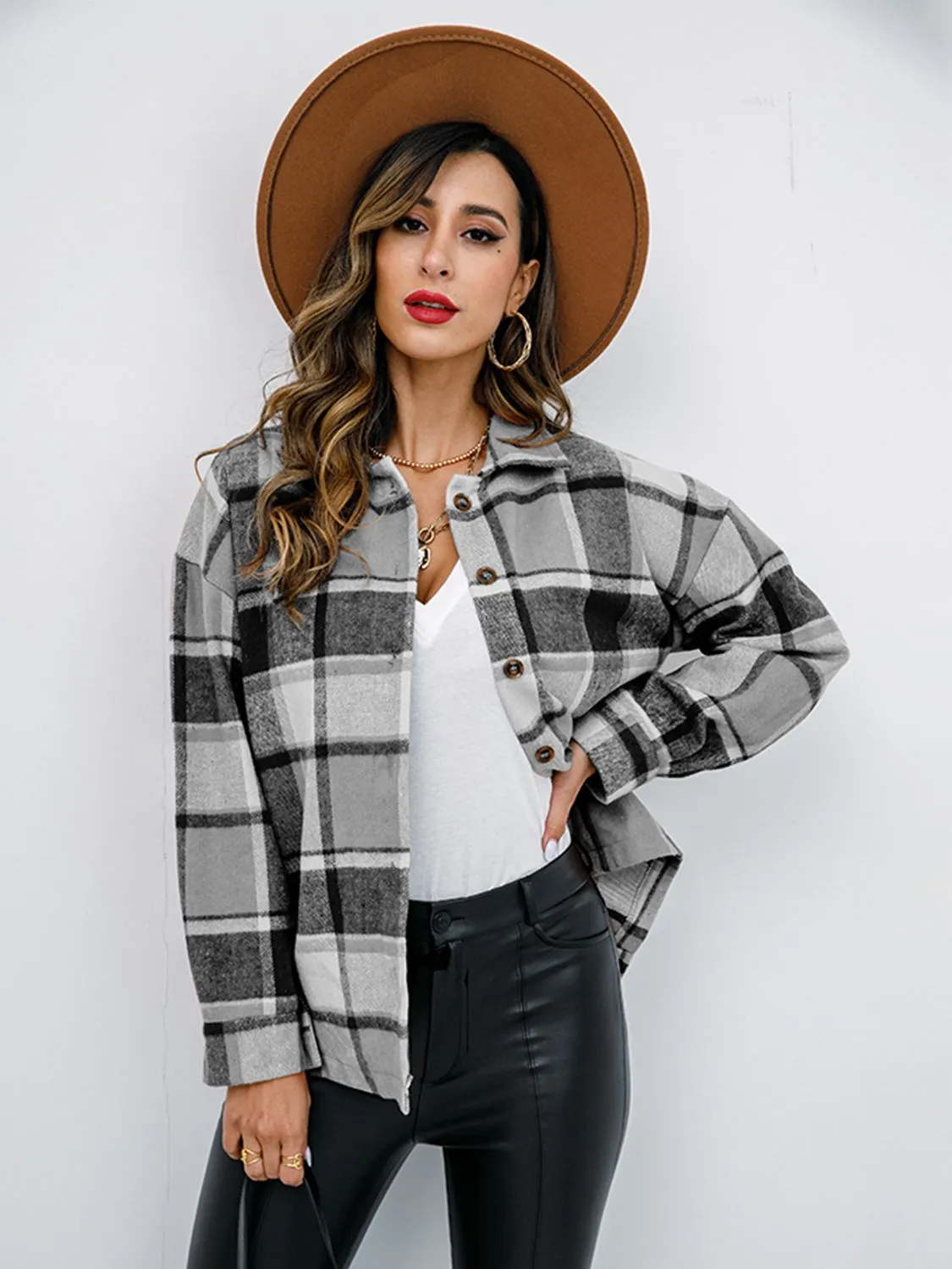 Gabrielle Plaid Button-Down Jacket