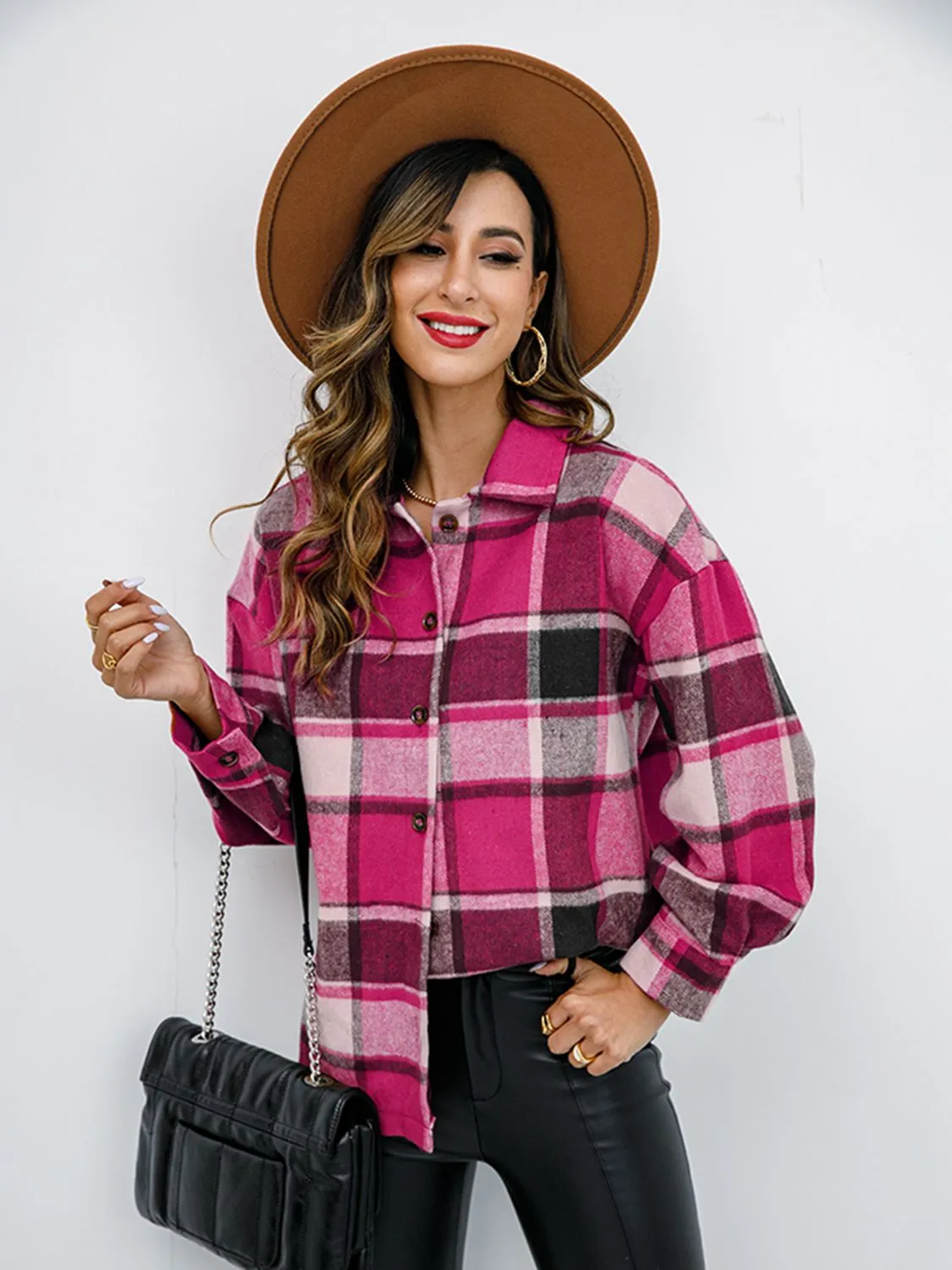 Gabrielle Plaid Button-Down Jacket