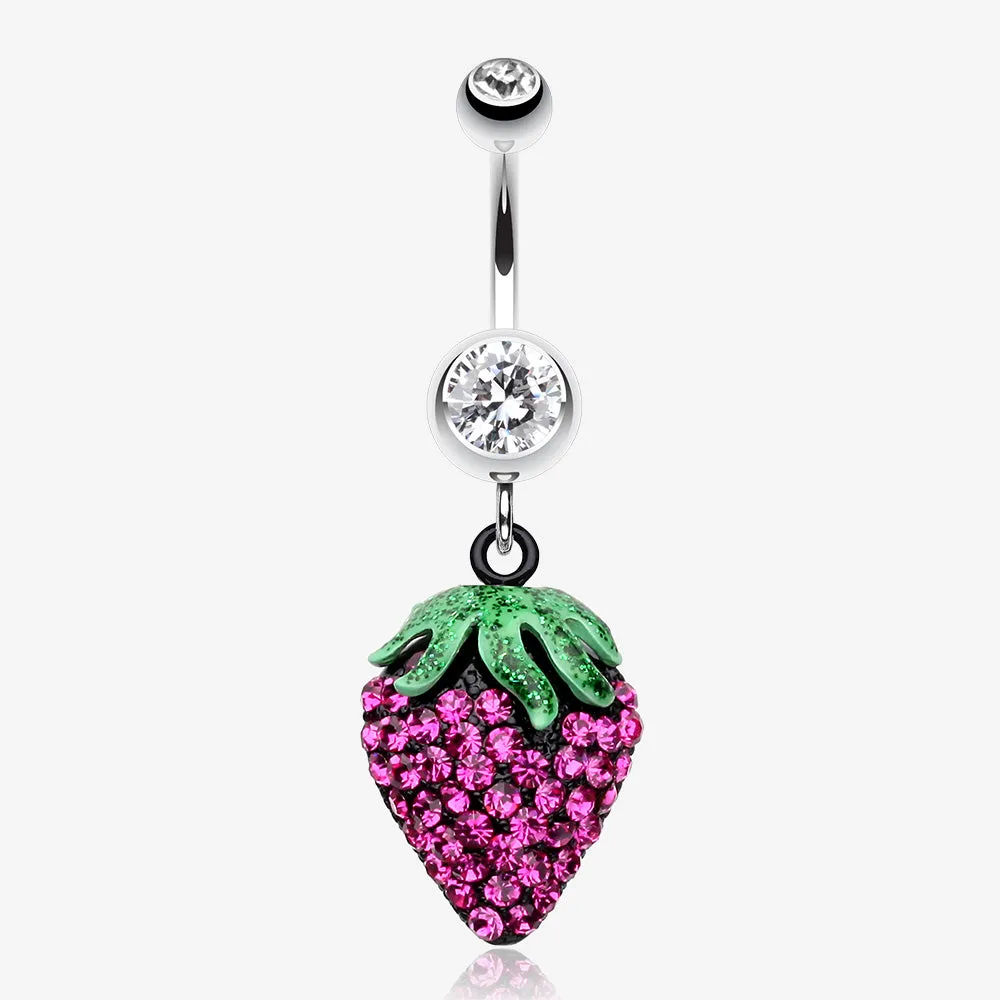 Glitter Sparkle Strawberry Belly Button Ring