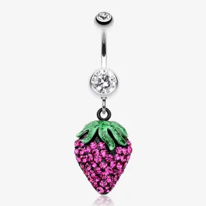Glitter Sparkle Strawberry Belly Button Ring