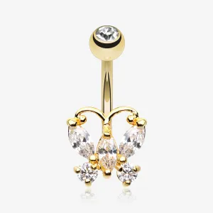 Golden Delightful Butterfly Belly Button Ring
