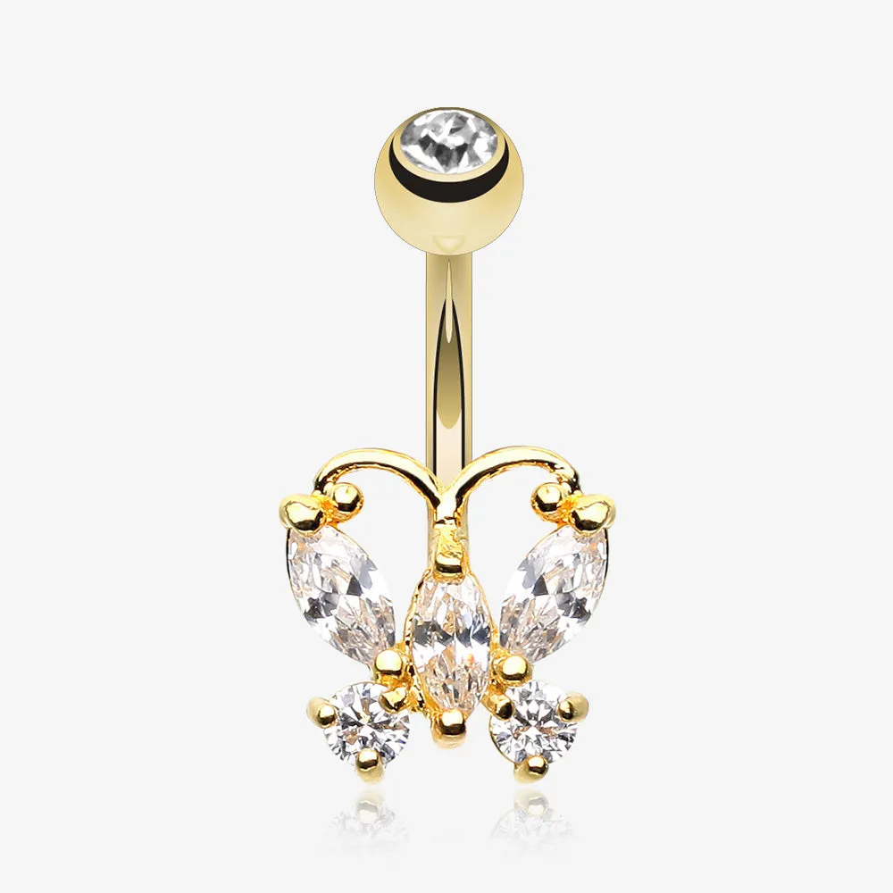 Golden Delightful Butterfly Belly Button Ring