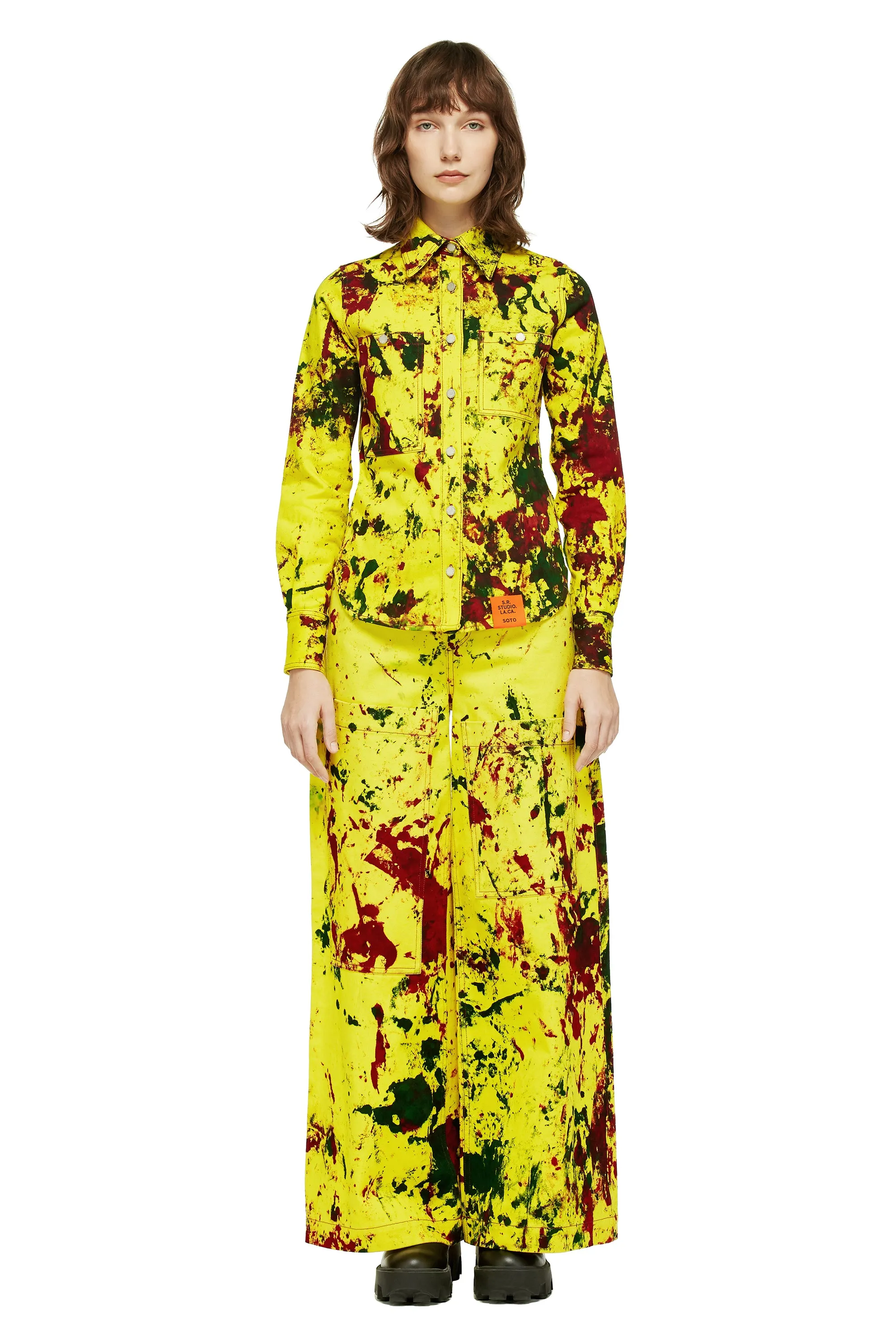 HAND-DYED Y.P.M. SOTO WOMEN'S LONG SLEEVE BUTTON DOWN SHIRT